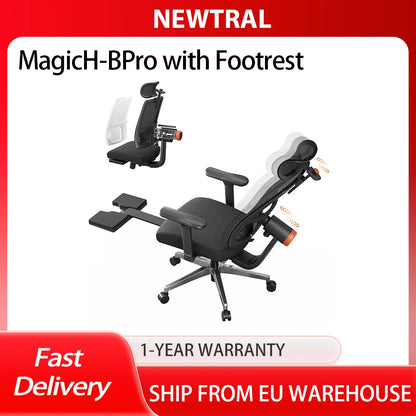 NEWTRAL MagicH-BPro Ergonomischer Stuhl mit Fußstütze, maßgeschneidert, ultimativer Komfort, automatisch ausgestellte Rückenlehne, Kopfstütze, adaptive Unterseite