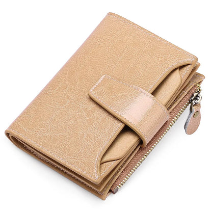 2024 New Short Women Wallets Genuine Leather Zipper Coin Pocket Women Purse Name Engraved Quality Card Holder Kpop Female Wallet