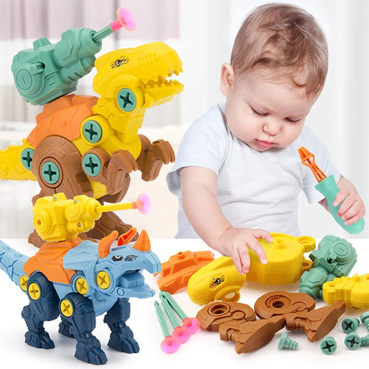 3 in1 DIY Screwing Dinosaurs Baby Toys For 3 Years Old Assembly Nuts Model Sets Safe Blocks Early Educational  Toddler for Kids.