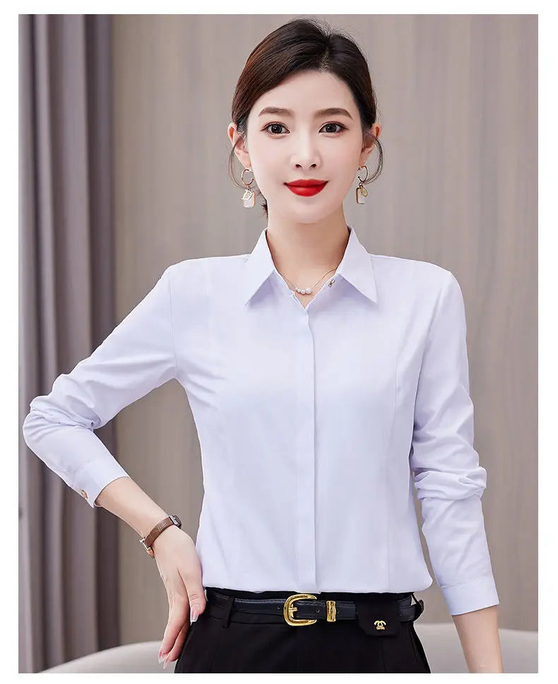 White Shirt Long-sleeved Slim Shirt Korean Style Professional Work Clothes Work Clothes.