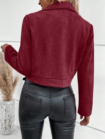 Women Jackets Fashion Autumn Winter Long Sleeve Solid Turn Down Collar Jacket Coat Women Outerwears Chaquetas De Mujer 2025 Q603.