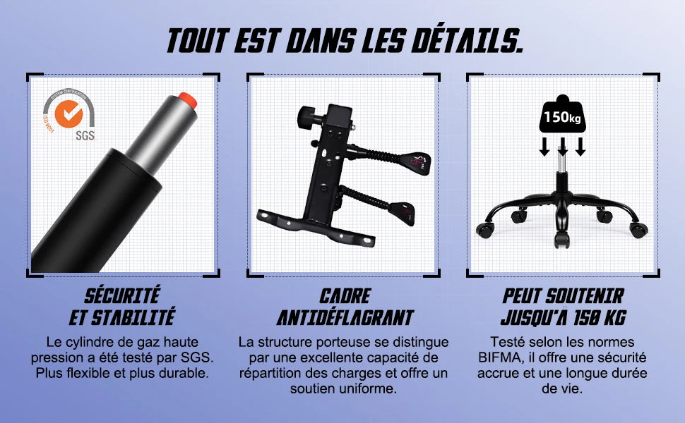 Daccormax Ergonomischer Gaming-Stuhl mit Fußstütze, Liegestuhl 170 ° , Rennstuhl aus PU-Leder mit Lordosenstütze und Kopfstütze