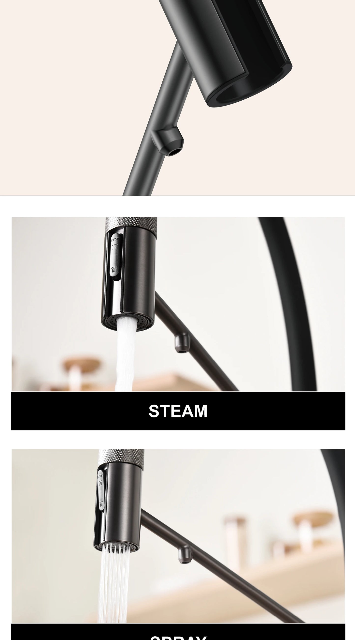 Modern chrome brass pull-out hot and cold water single hole kitchen faucet luxury 2 function drinking water mode sink faucet