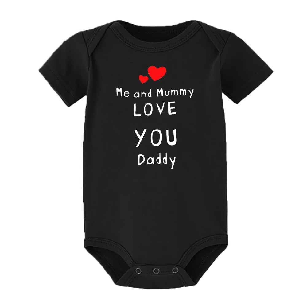 Ich und Mama Love You Daddy Baby Jungen Mädchen Overall Neugeborenes Baby Kleinkind Kleidung Kurzarm Body Valentinstag Geschenke