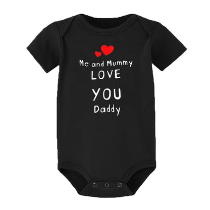 Ich und Mama Love You Daddy Baby Jungen Mädchen Overall Neugeborenes Baby Kleinkind Kleidung Kurzarm Body Valentinstag Geschenke