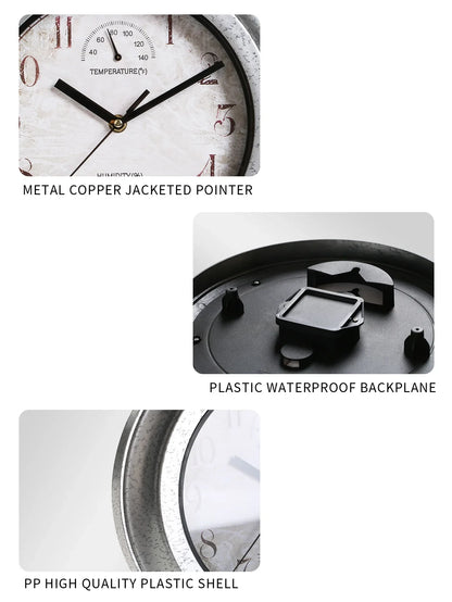 100 % wasserdichte Wanduhr, Outdoor-Uhr, Badezimmer, Küche, Terrasse, Geschäft, Wohnzimmer, dekorative Wanduhr, stilvolle, geräuschlose Wanduhr