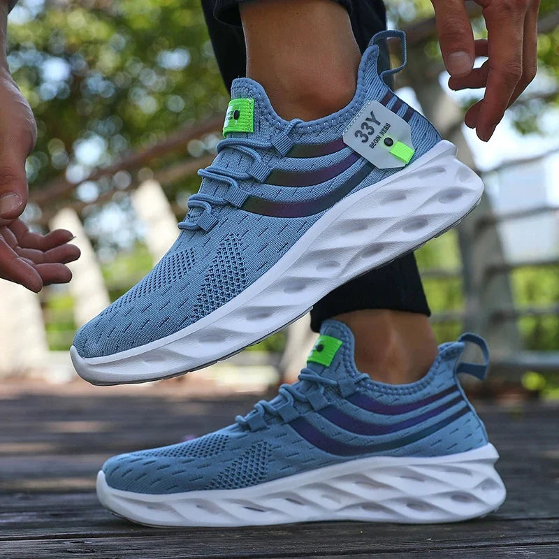 Men's Summer Breathable Mesh Shoes Lightweight Non Slip Knit Running Sneakers Trendy Aesthetic Focused Jogging Basketball Shoes.
