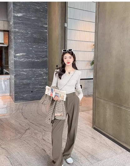 2025 frauen Solide Strick Pullover Herbst Winter Pullover V-ausschnitt Taste Langarm Schlank Pullover Koreanische Casual Basis Schicht Y2k