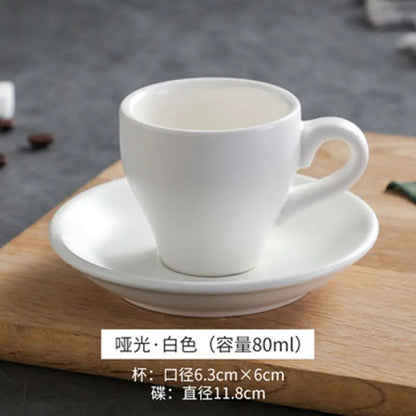 Thickened Ceramic Coffee Cup Set 80ML Italian Espresso Cup Plate Small Cup Colorful with Plate Spoon Drinkware