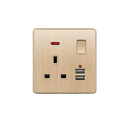 Gold 13A UK Stecker USB Steckdose, Haushalt elektrische licht schalter, universal 5 loch Dual Buchse mit USB Ladegerät, AC110-250V