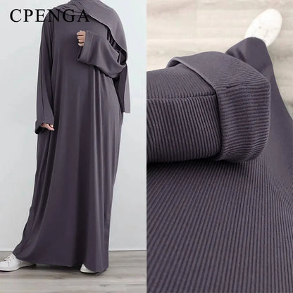 2023 Autumn Winter Knitted Dress Muslim Women Abaya Female Arabic Turkey Modest Dresses New Warm Long Robe Islam Clothing.