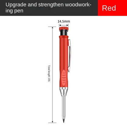 2,8 mm solider Zimmermanns-Druckbleistift mit Spitzer für Holzbearbeitungsbau, langer Kopf, Zimmermannsbleistift, Schreibwarenbedarf.