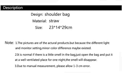 Women's Large Capacity Shoulder Bag Summer Straw Woven Basket Handbag Fashion Female Luxury Designer Beach Bag Bali Shopper Tote.