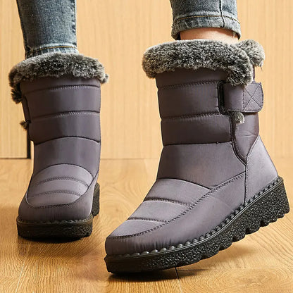 Boots 2025 Women's Boots Fur Botas Mujer Super Warm Winter Boots For Snow Women Low Heels Winter Shoes Woman Black Rubber Boot.