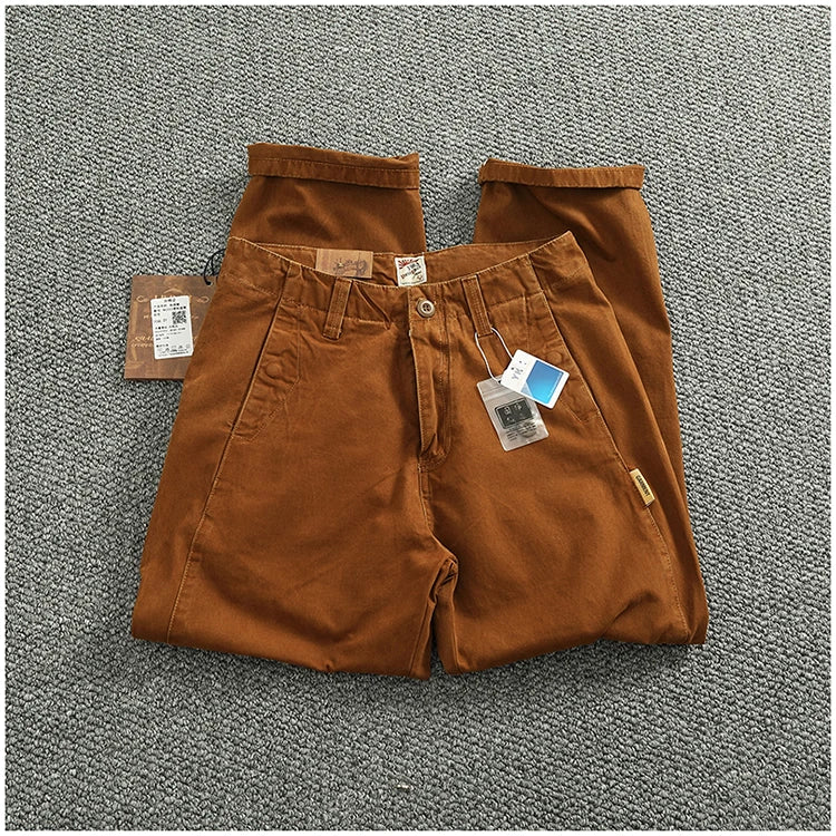 Spring And Autumn New American Retro 100% Cotton Multi-pocketed Washed Old Straight Casual Pants Loose Fashion Cargo Trousers.
