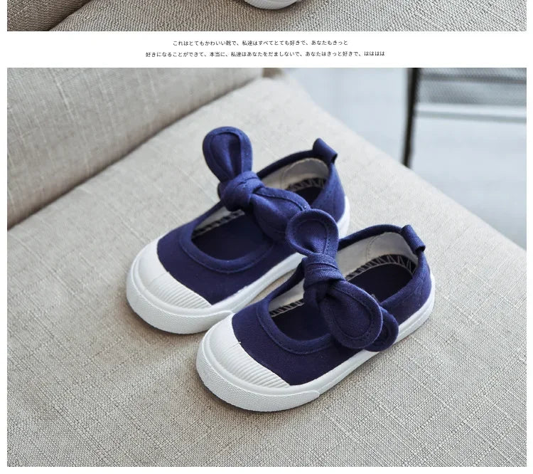 Korean Style Fashion Children Fashion Girls Canvas Shoes Versatile Bow Baby Kids Casual Shoes Simple Classic Candy Color Bowtie.