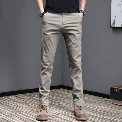 2024 Spring Summer Men's Casual Pants 97.8% Cotton Business Korean Fashion Slim Fit Stretch Gray Black Khaki Trousers Male Pant