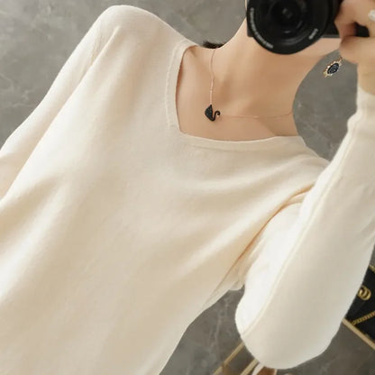 Frauen Pullover Herbst Winter V-ausschnitt Strickwaren Lange Hülse Lose Kaschmir Pullover Pullover Dame Günstige Qualität Jumper Gestrickte Tops