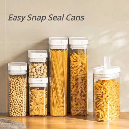 Kitchen Plastic Container Organizer Moisture-Proof Sealed Tank Square Transparent Grain Storage Jar Dried Fruit Snack Box Cans.
