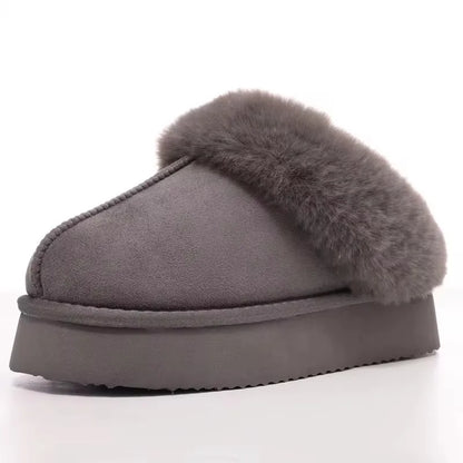 Crestar Women's Platform Fuzzy Slippers New Lady Winter House Slipper Thick Soles Warm Fuzzy Shoes Indoor Outdoor Cotton Shoes