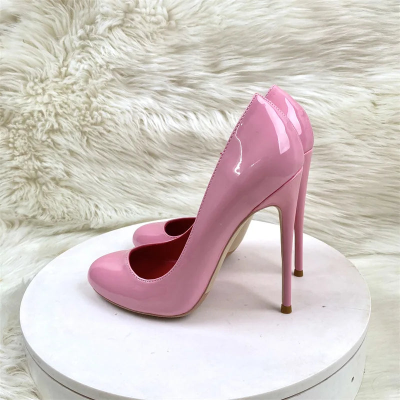 Brand Women Single Shoes 10CM 12CM Super High Heels Fashion Round Toe Stilettos Spring Autumn Female Daily Work Pumps Plus Size