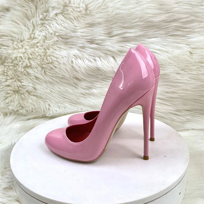 Brand Women Single Shoes 10CM 12CM Super High Heels Fashion Round Toe Stilettos Spring Autumn Female Daily Work Pumps Plus Size