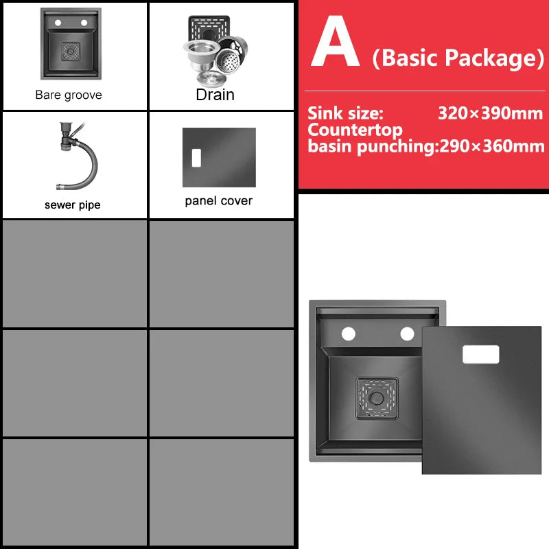 Stainless Steel Kitchen Sink Multifunctional Hot and Cold Water Adjustment Hidden Mini Sink Bar Apartment Hand Wash Basin