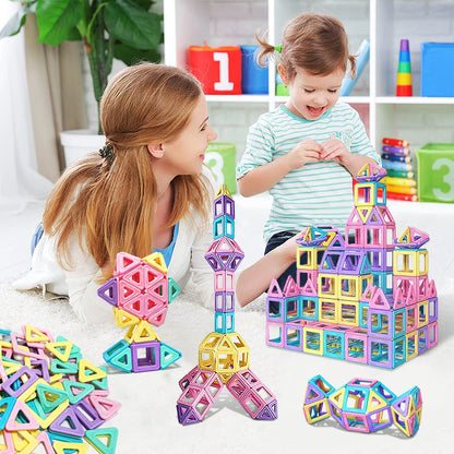 Macaron Magnetic Building Blocks Set ，Durable STEM Educational Construction Toys，Creative Birthday Gift, Assorted Colors.