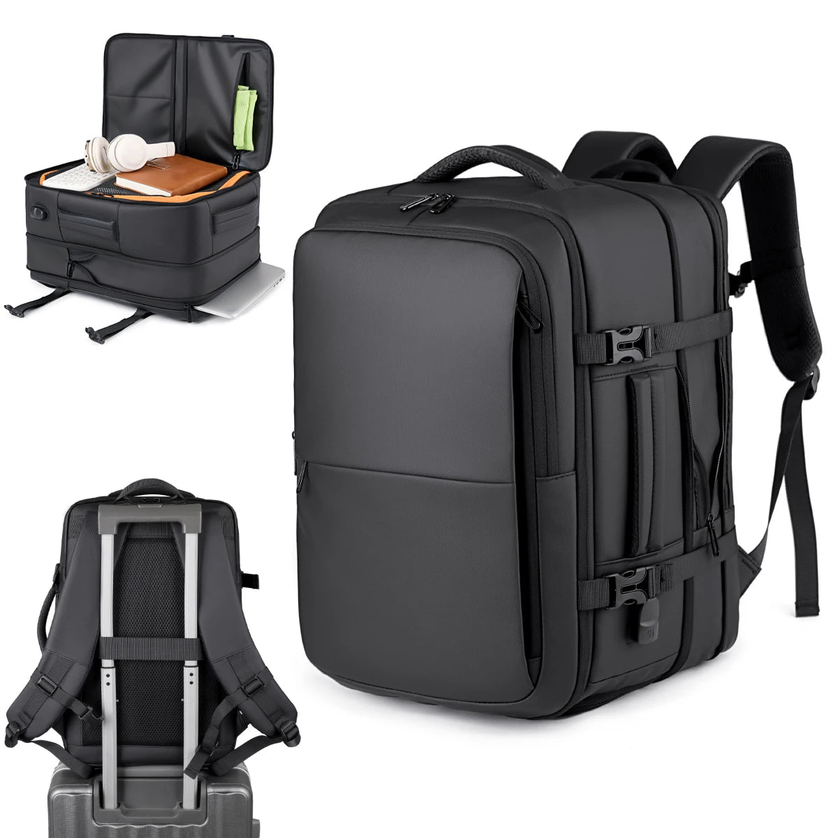 Urban Commuting Herren-Business-Rucksack mit großem Fassungsvermögen, wasserdicht, für Reisen, Boarding, Laptop, Geschäftsreise, Rucksack für Damen, erweiterbar, Familienreisen.