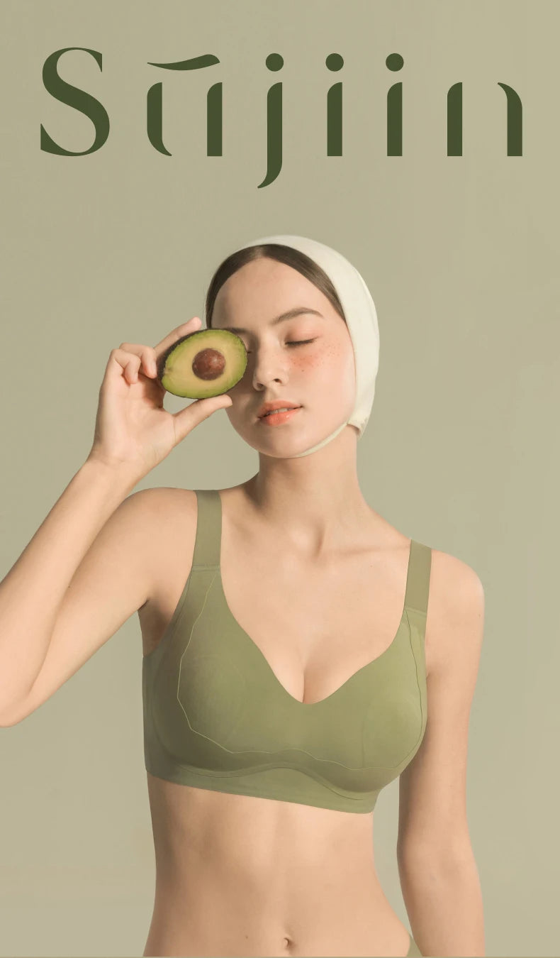 SUJIIN Wireless Plus Size Bras Women Anti-sagging Comfortable Breathable Soft Support Bralettes Big Breasts Push Up Bra MX219A.