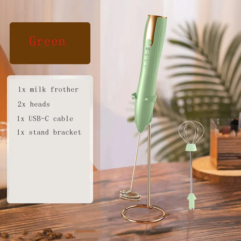 Rechargeable Electric Egg Beater With Stand Bracket 3 Speeds Adjustable Hand Whisk Drink Mixer Milk Frother for Coffee , Matcha.