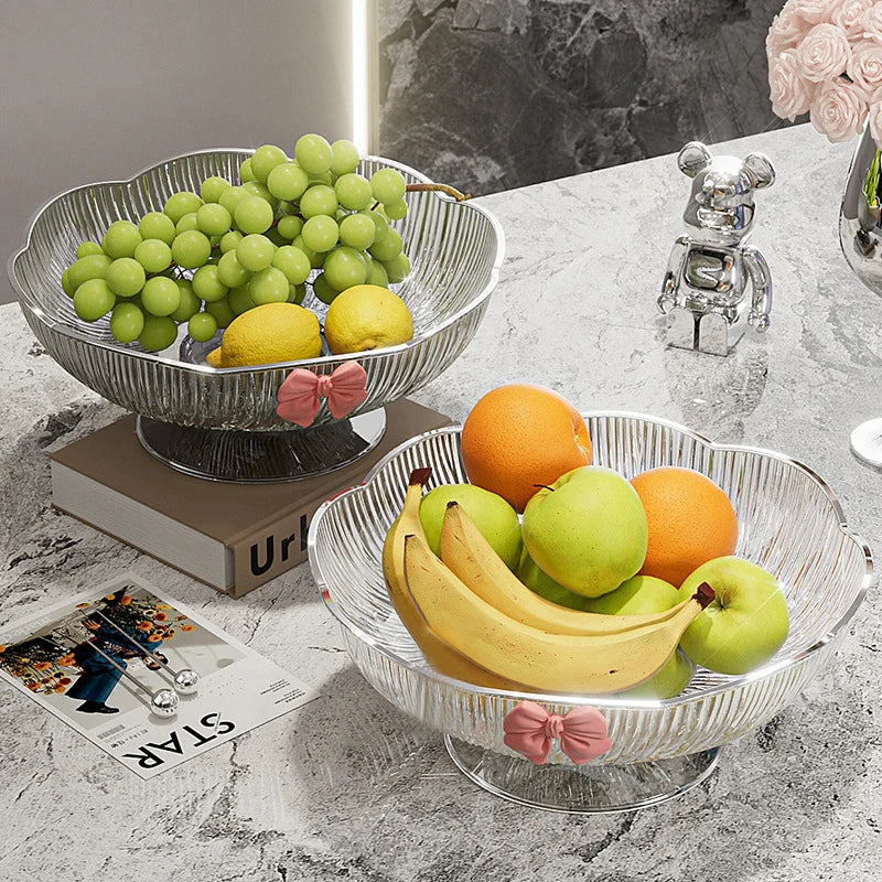 〔HM4〕1Pc Plastic Candy Fruit Plate for Home Coffee Table Candy Platter High-End Snack Placement Platter Ornaments.