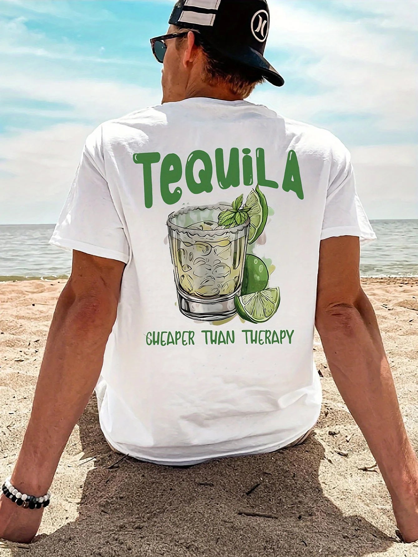 New Summer Tequila Cheaper Than Therapy Meme Graphic Cotton T-shirt For Men Short Sleeve Outdoor Streetwear Casual Unisex Tops.