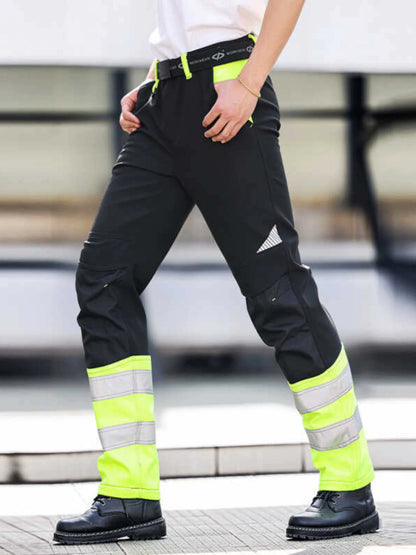 High Visibility Workwear Winter Clothes Hi Vis Suit Reflective Jacket Waterproof Winter and Pockets Reflective Work Pants Set.