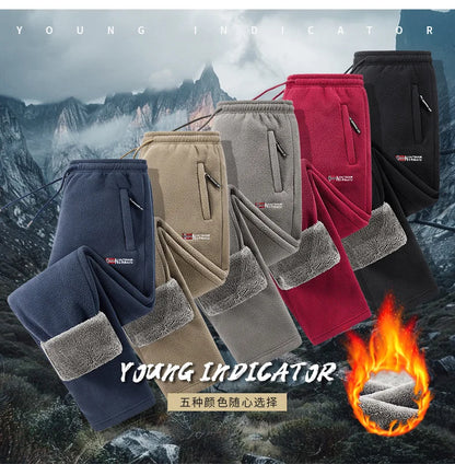Winter Fleece Ski Pants Men's High Quality Extreme Cold Wool Thick Warm Trousers Women New 2025 Outdoor Camping Work Sweatpants.