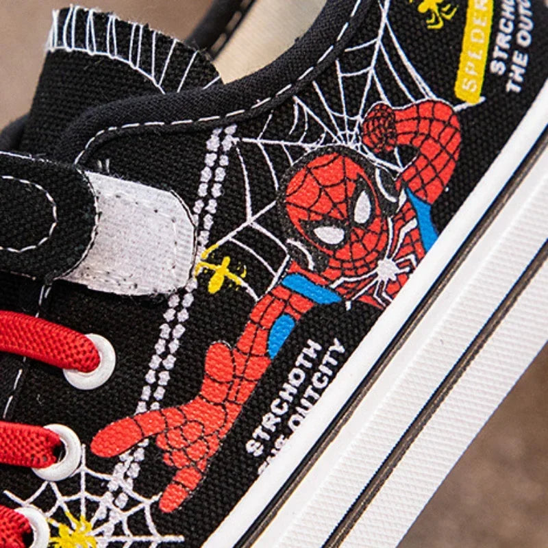 Disney Children's Canvas Shoes Spiderman Boys Sneakers Anti-slip Student Shoes Kids Soft Bottom Outdoor Shoes Sport Shoes.
