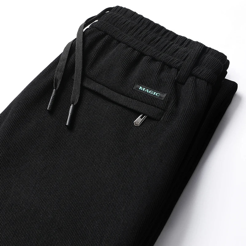 Men's Casual Pants Elastic Waist Sweatpants Autumn Winter Clothes Drawstring Trousers Male Corduroy Warm Large Size Pants.