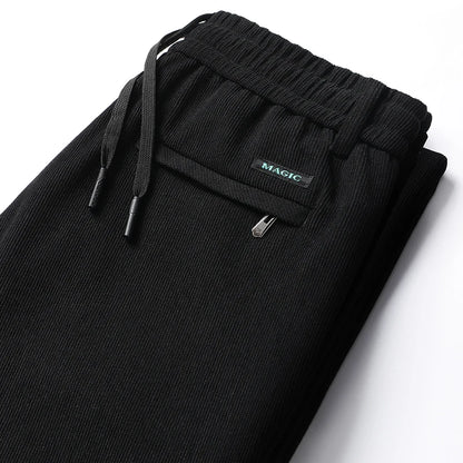 Men's Casual Pants Elastic Waist Sweatpants Autumn Winter Clothes Drawstring Trousers Male Corduroy Warm Large Size Pants.