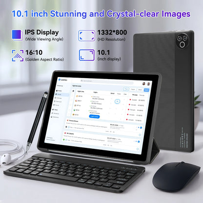 URAO Android 15 Tablet 10.1 Inch 20(3+17)GB RAM 64GB ROM 5-core Dual Camera Tablets PC Set Keyboard/Case/Mouse/Stylus/Headphone.