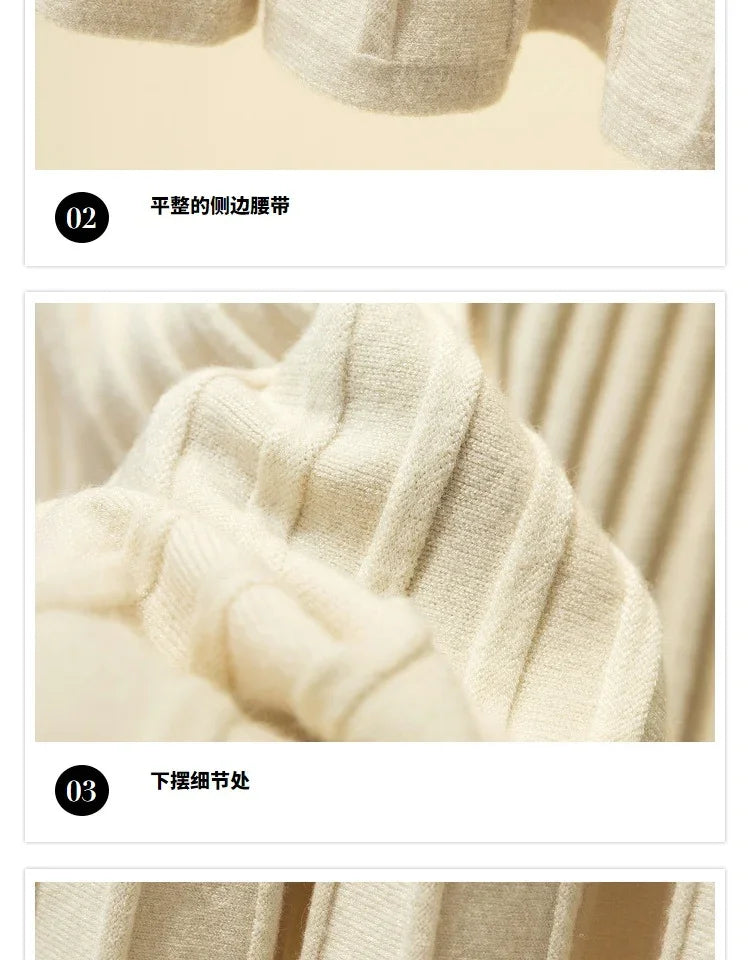 2025 Brand Designer Women Autumn Winter Thick Elegant Chic Solid Pleated Skirt High Waist Luxury Fashion With Elastic Female