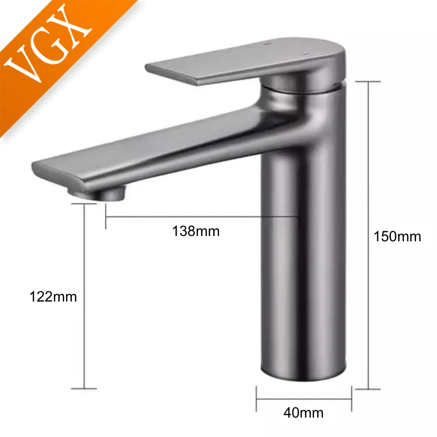 VGX Bathroom Faucets Luxury Gold Basin Mixer Sink Faucet Gourmet Washbasin Tapware Hot Cold Water Tap Brass Chrome Black Grey