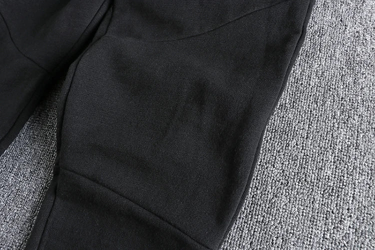 Autumn Winter American Retro Thick Sweatpants With Velvet Men's Pure Cotton Washed Heavyweight Knitted Sports Ankle-tied Pants.