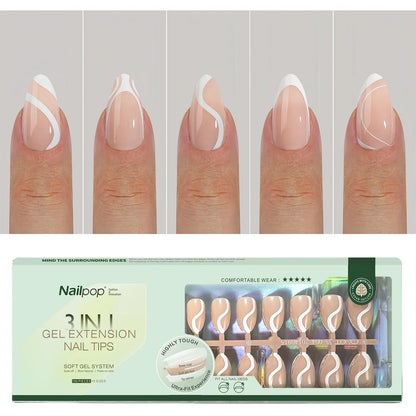 Nailpop 150Pcs French Gel Nail Tips Medium Almond Pre-Colored Press on Nails Skin Tones Soft Gel Nails False Nail Extensions.