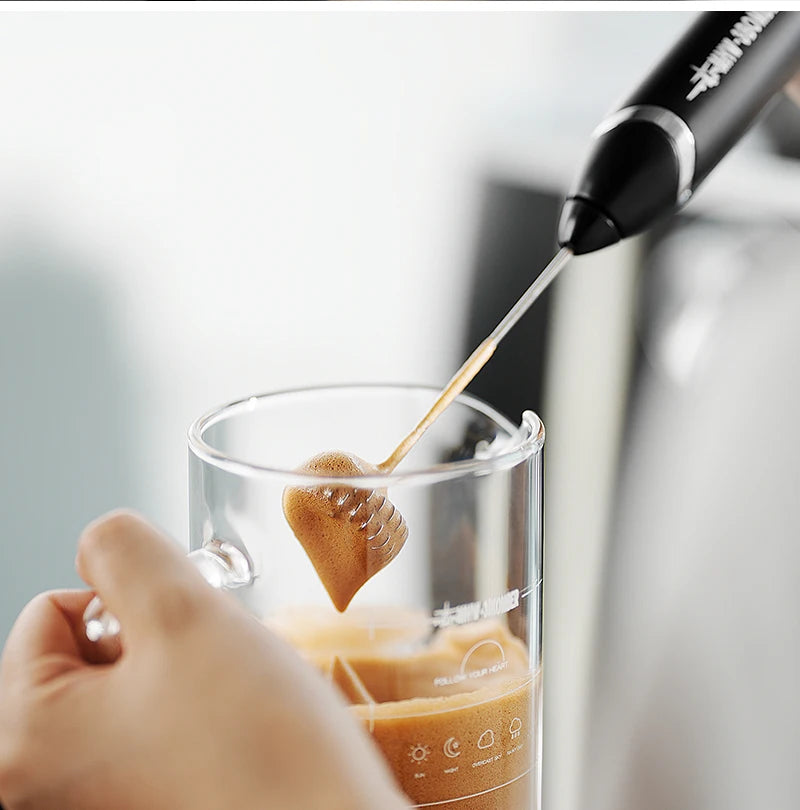 MHW-3BOMEBR Rechargeable Milk Frother Handheld Electric Foam Maker Stainless Steel Whisk Drink Mixer Foamer for Latte/Cappuccino