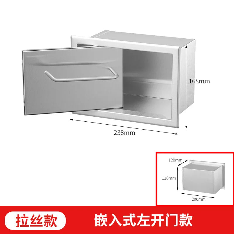 Einbau-Toilettenpapierrollenhalter in Mattschwarz, Aufbewahrungsbox für Seidenpapier aus Edelstahl für Badezimmer, Küche