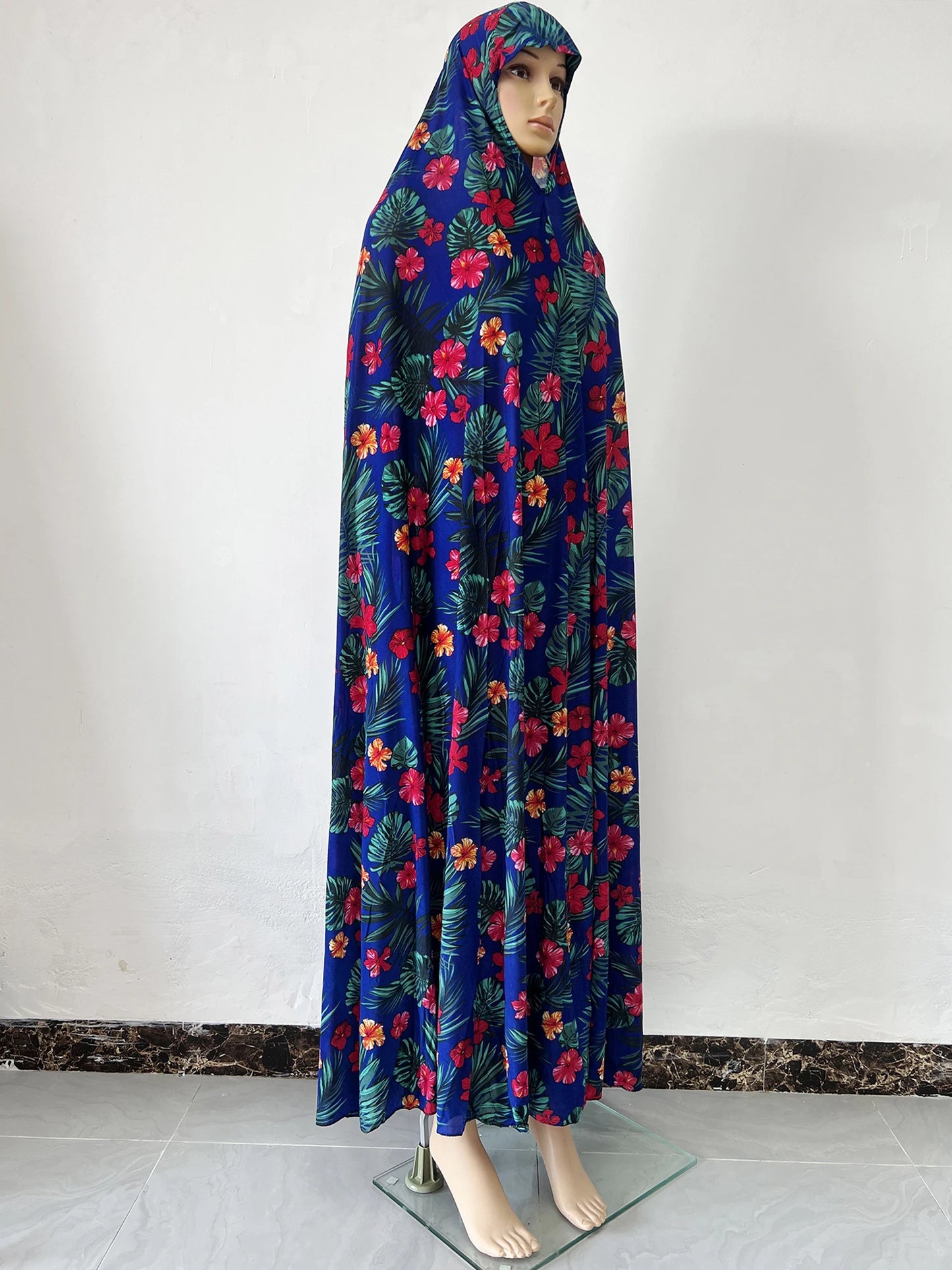 6XL  Muslim Womens Hooded Abaya African Sleeveless Prayer Garment Kaftan Dress With Hijab Floral Dubai Saudi Robe Ramadan