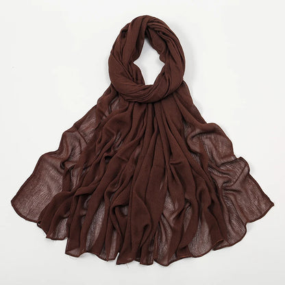 New Arrival Crinkle Rayon Hijab Women Muslim Scarf Shawls Solid Headscarf Wraps Big Size Plain Islamic Turban Headbands Foulard