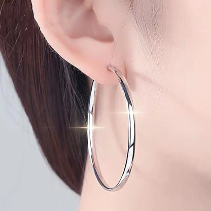 Senlissi - 925 Sterling Silver Hoop Earrings For Women 18K Gold Plated Jewelry Dazzling Women's Hoops Earrings Christmas Gifts