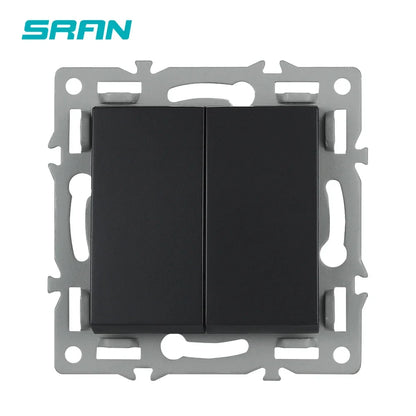 SRAN F6 Serie mehrere Rahmen schwarze Panel aus gehärtetem Glas, EU FR UN-Steckdosen und Schalter Dimmer-Lüfter-Fußlampe Rj45 RJ11Module DIY