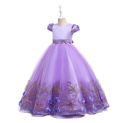 2024 neue Blume Junge Langes Kleid Mädchen Klavier Leistung Kleid Wunderschöne Geburtstag Party Abendkleid 4-12 Jahre Alt karneval Kleidung